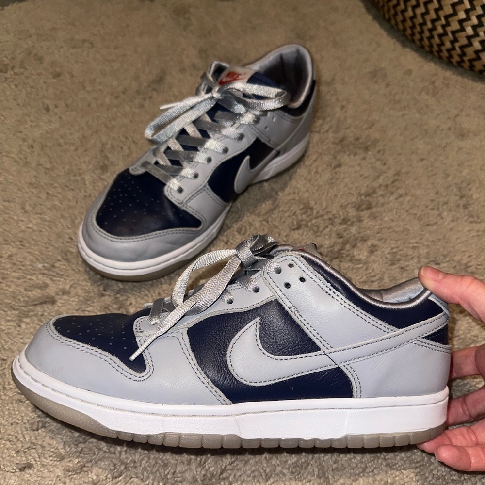 Nike Lowdunk College Navy Grey with silver laces size women’s 9.5